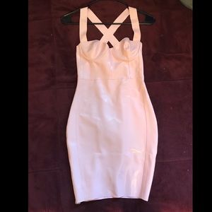 Baby pink latex mini dress